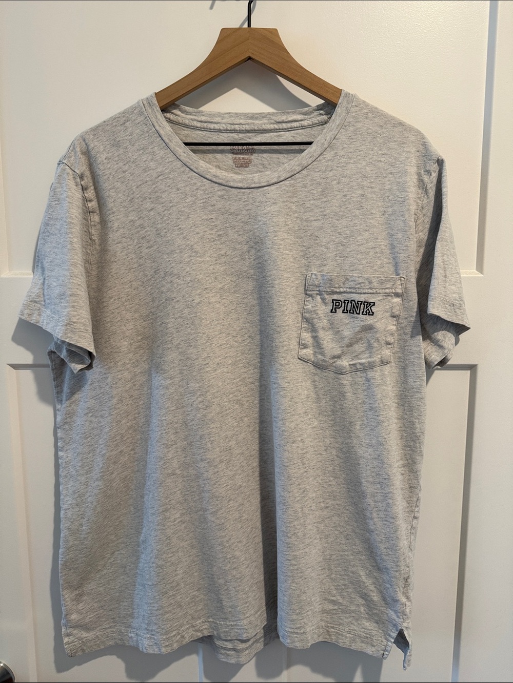 PINK Victoria's Secret Light Heather Gray Pocket Tee